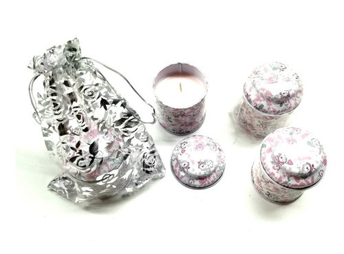 Vela De Cera De Soja En Lata Con Packaging Bolsita Organza 0