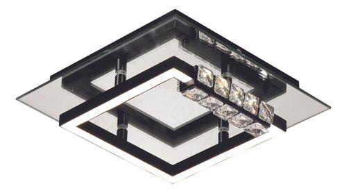 Plafon Moderno Preto Com Cristais 25cm Led 17w 3000k Bivolt 0