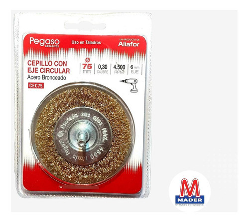 Cepillo Circular Con Eje Aliafor Pegaso Acero Bronceado 75mm 1