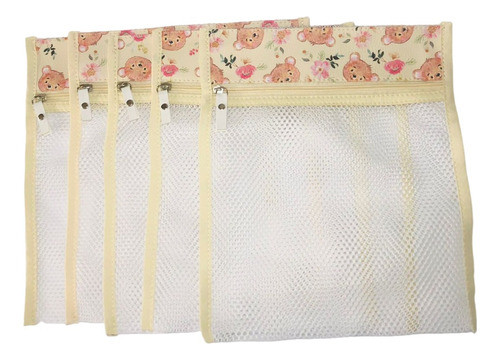 Kit 5 Saquinhos Organizador Maternidade Bebê Ursinho Amarelo 0