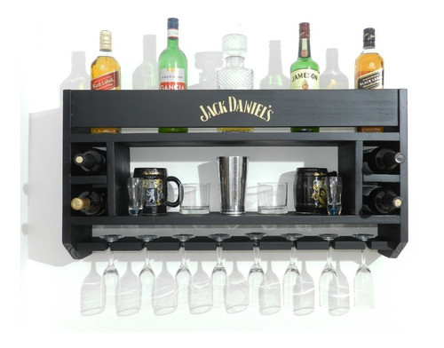 Bodega Jack Daniels. Vinoteca Porta Copas Colgante De Madera 1