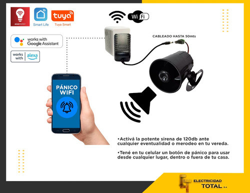 Kit/combo Alarma Wifi Smart Pánico Sirena 120db App Celular 1