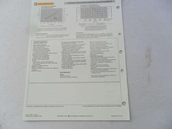 Caterpillar Motor 3304 Folleto Catalogo No Manual Antiguo 1