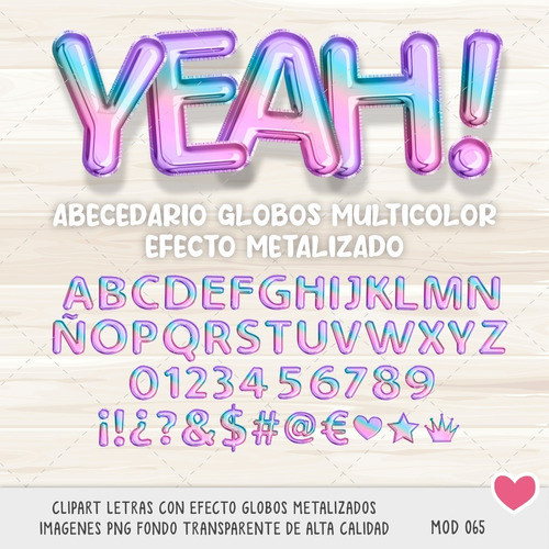 Abecedario Globos Multicolor Con Efecto Metalizado Mod 065 1