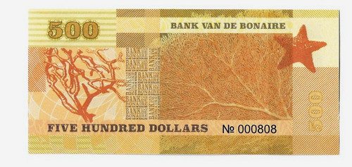 Fk Billete Bonaire 500 Dolares 2015 Uso Privado Sin Circular 1