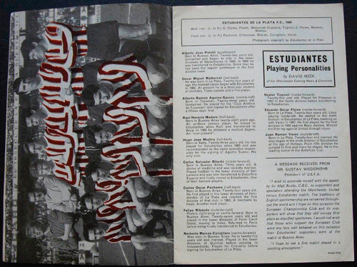 Programa Copa Intercontinental 1968 Manchester - Estudiantes 1