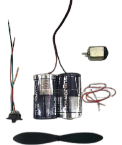 Kit Motor 3 V  2 Pilas Alc D ,llave,luz ,helice 12 Cm 0