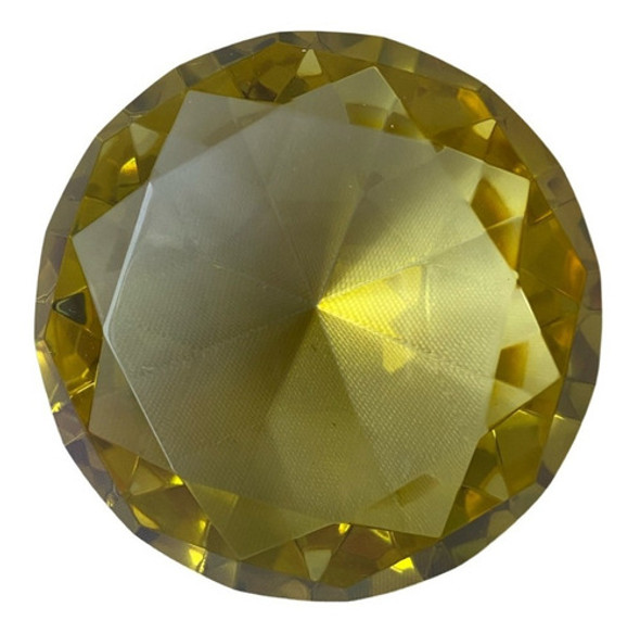 Enfeite Decorativo Diamante De Vidro Pedra Amarelo 8 Cm 1