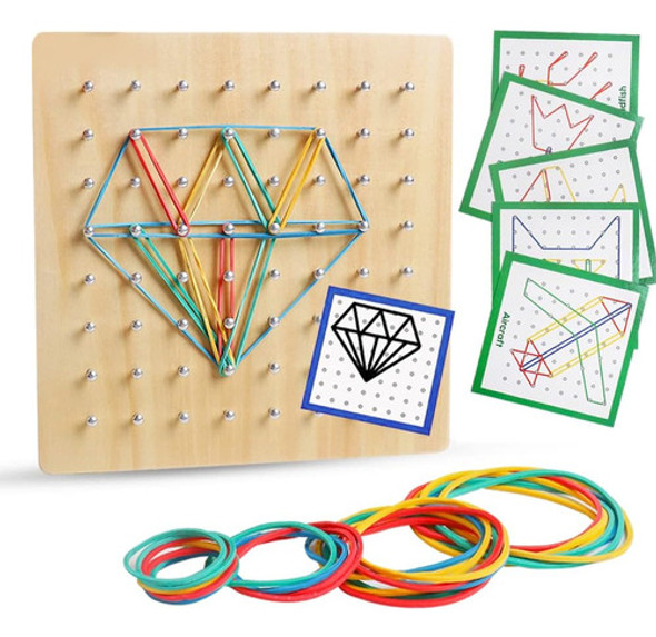 Tablero De Geofiguras Montessori Para Niños Con Tarjetas 1