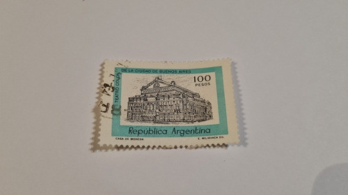 Estampilla República Argentina 100 Pesos Caba Teatro Colón 0