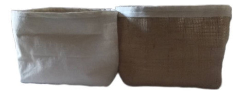 Pack X 2 Paneras De Tela En Arpillera Y Lienzo . Reversibles 0