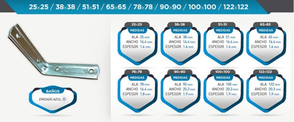 Escuadra Ángulo Ref. 78x78mm.   -  50 U. -  Met. Diego 1