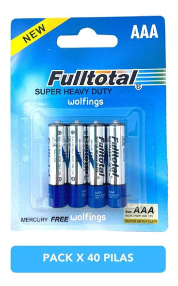 Pack X 40 Pilas Aaa Super Heavy Duty Fulltotal P/ Controles 0
