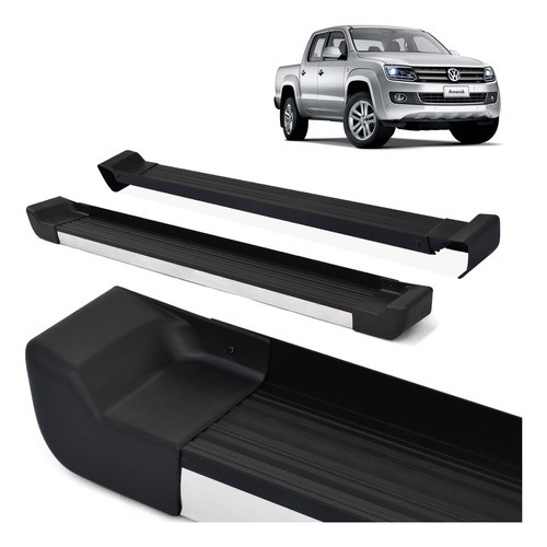Par Estribo Novo Aluminio Cor Preto Amarok Cabine Dupla 2020 0