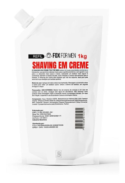 Refil Shaving Creme Para Barbear Sem Espuma Fox For Men 1 Refil Shaving Creme Para Barbear Sem Espuma Fox For Men 1