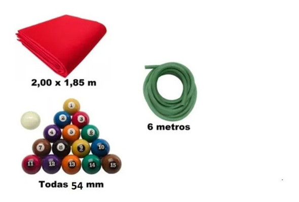Pano Borracha Caçapas Plásticas Bolas Numeradas 0 Pano Borracha Caçapas Plásticas Bolas Numeradas 0
