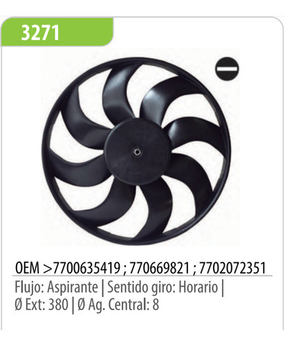 Paleta De Ventilador Renault Duster Kangoo 1.6 K4m Con Aire 1