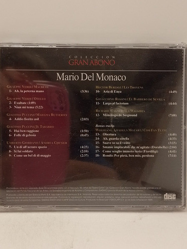 Mario Del Mónaco Colección Gran Abono Cd Nuevo 1