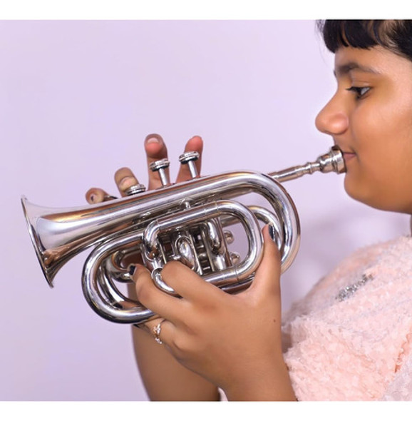 Queen Brass Bb Trompeta De Bolsillo Para Beigineros Con Estu 1