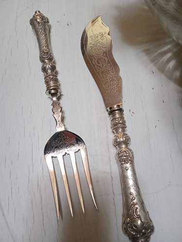 Set De 2 Cubiertos De Servir De Plata Luis Xvi 0