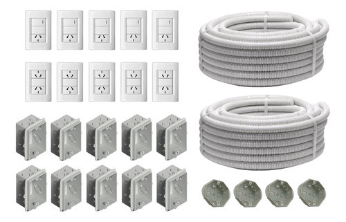 Kit De Electricidad Domiciliaria Completa Cajas Y Llaves 0