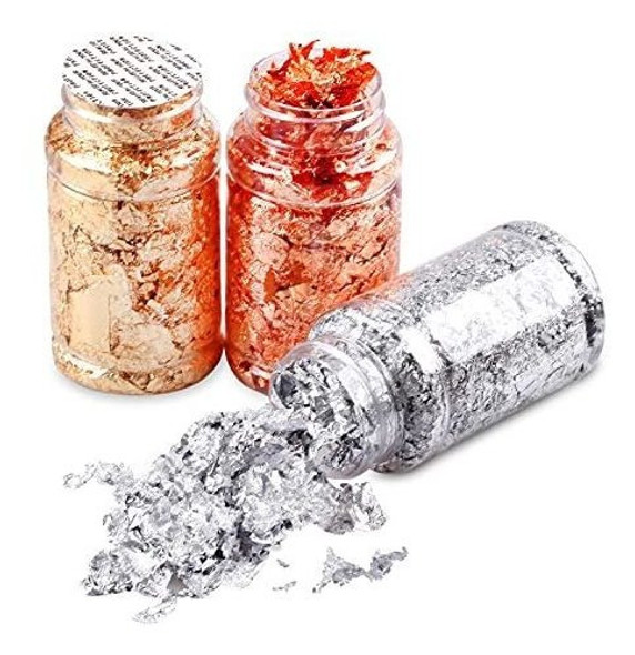 Kit De Copos, Lamina Metalica Para Resina. Oro, Plata, Cobre 1