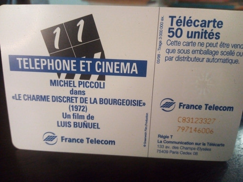Cartão Telefônico Francês Cinema 1