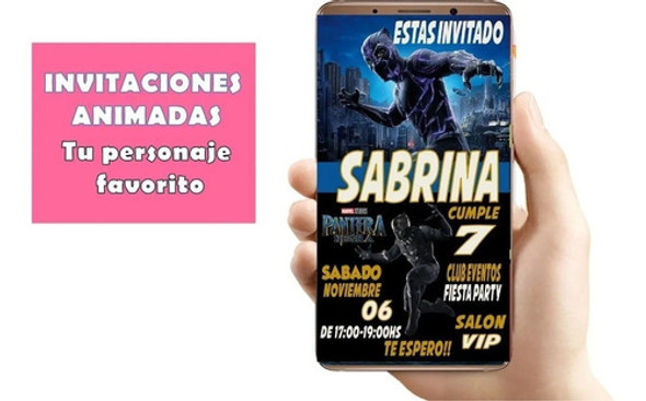 Invitacion Pantera Negra Video Tarjeta Animada 0