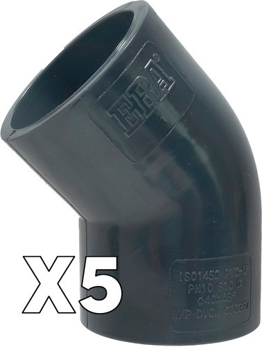 5 Codo A 45° X 40 Mm Hh Soldable Gris Riego Piscinas 1