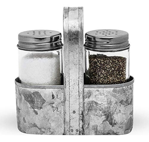 Conjunto De Carrito De Sal Y Pimienta Galvanizado Granja | B 0