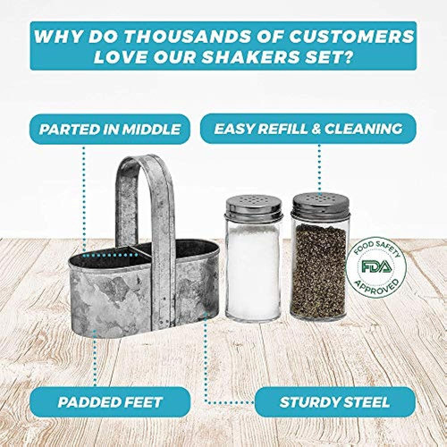 Conjunto De Carrito De Sal Y Pimienta Galvanizado Granja | B 1