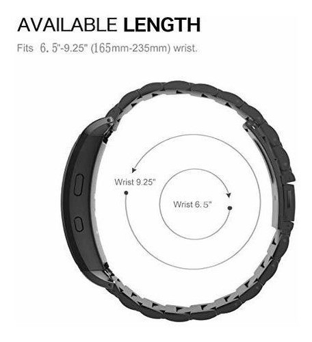 Banda Para Reloj Gear Fit2/fit 2 Pro Acero Inoxidable Negro 1
