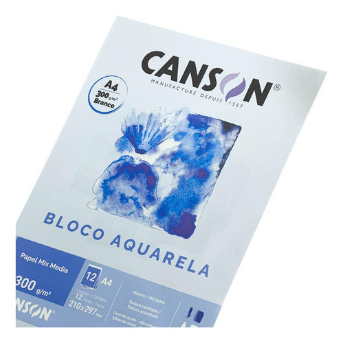 Bloco Desenho Aquarela A4 12 Folhas Canson 300g 1