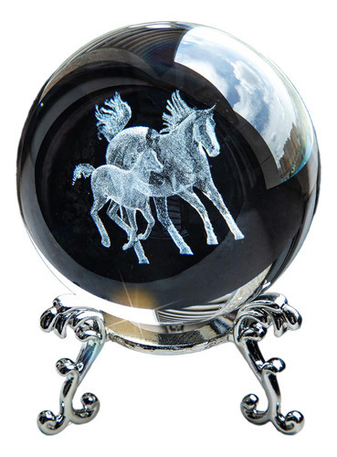 Esfera De Cristal 3d Laser 60mm, Pisapapeles - Caballo 0