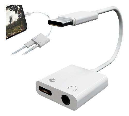Adaptador Audio Usb-c Macho A Miniplug 3,5 Hembra + Usb-c 0