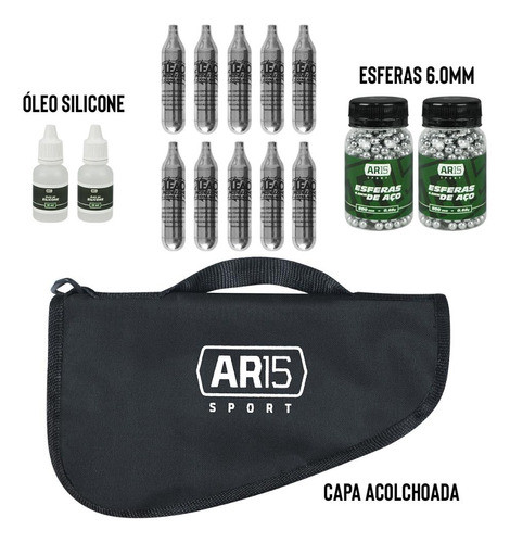 Capa Acolchoada Ar15 Sport 30cm +óleo +co2 +esfera Aço 6mm 1
