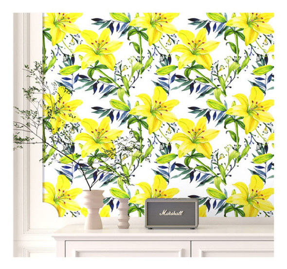 Yullpaper Papel Tapiz Floral Amarillo De 17.5 X 394 Pulgadas 0