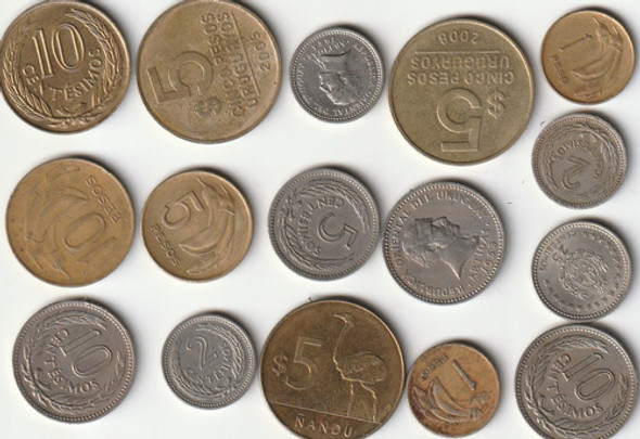 M617 Uruguay Lote De 16 Monedas Excelentes P/clasificar 0