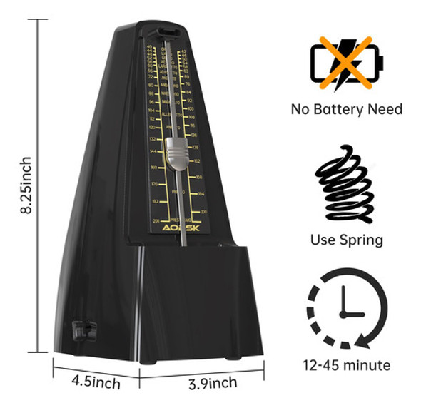 Metronomo Universal Negro Para Piano Y Otros Instrumentos 1