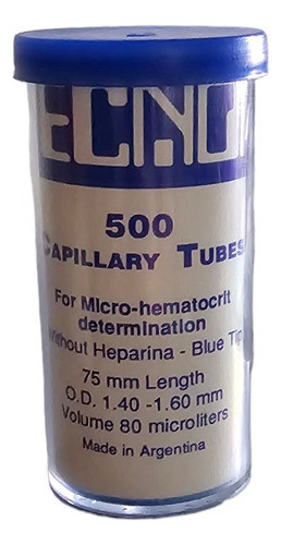 Tubos Capilares De Vidrio Micro Hematocrito - Sin Heparina 0