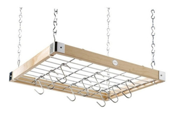 Ganchera De Techo En Madera Y Acero Inoxidable 42x27 Cm Hahn 0