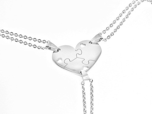Collares Mejores Amigas X3 Corazón De Acero Quirurgico+ca 0