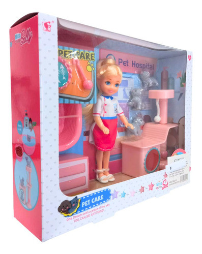 Set Veterinario Muñeca + Gatos Con Accesorios Cuidado Animal 1