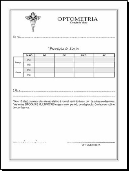 30 Blocos Receituário Para Optometrista - Envio Imediato 0