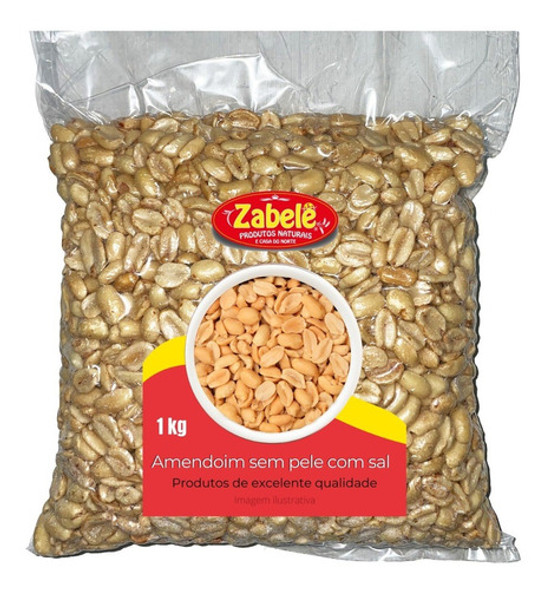 Pacote C/ Amendoim Sem Pele Com Sal 1kg - Rico Em Fonte De E 0