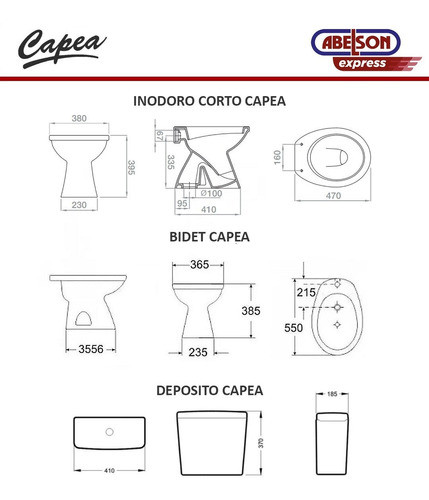 Inodoro Corto Con Bidet 3 Agujero Capea Italiana Blanco 1