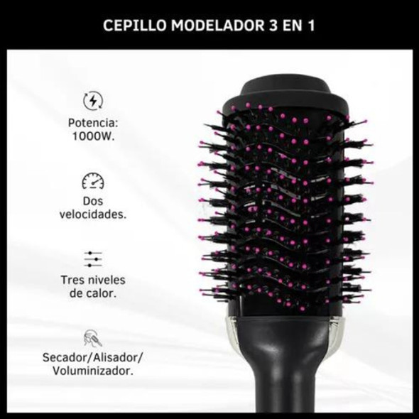 Cepillo Secador Modelador Alisado 3 En 1r Eléctrico Cabello 1