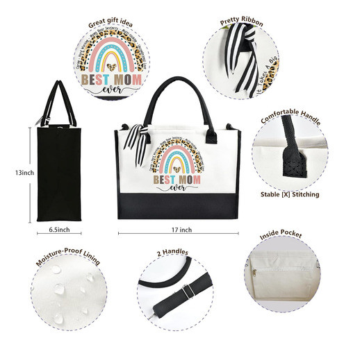 Bolso De Playa Lona Con Diseño Best Mom Ever Regalo X Mamá 1