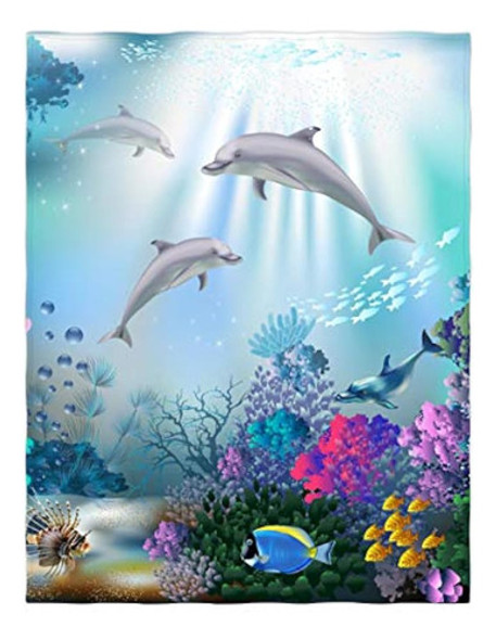 Qh 60 X 80 Pulgadas Dolphin Underwater World Pattern Manta S 0