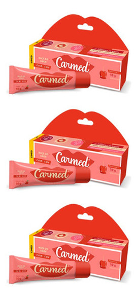 3 Carmed Hidratante Gloss Labial Vermelho Sabor Maçã Do Amor 0